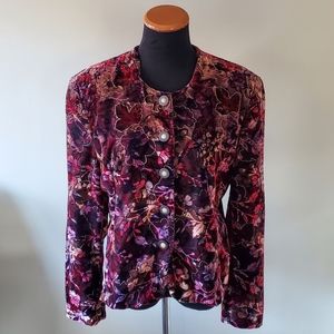 Principles 14 Vintage Whimsigoth Dark Romantic Velvet Metallic Jacquard Blazer